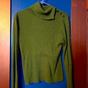 Olive Green asymmetrical collar sweater. Groovy.
